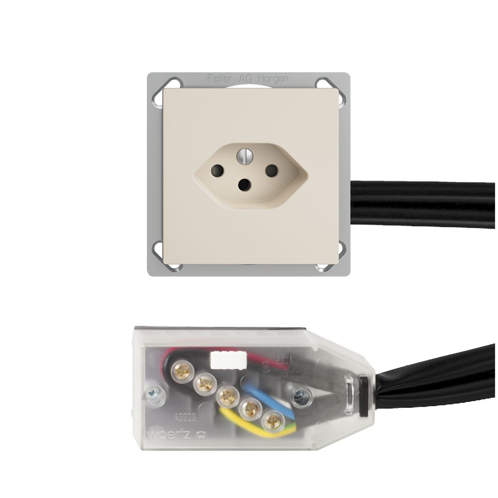 EB-Steckdose EDIZIOdue T13 L2 crema, für Flachkabel Technofil