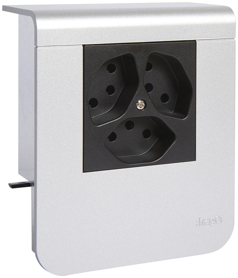 Support d'appareil Hager pour SL20055 décor aluminium, 3×T13