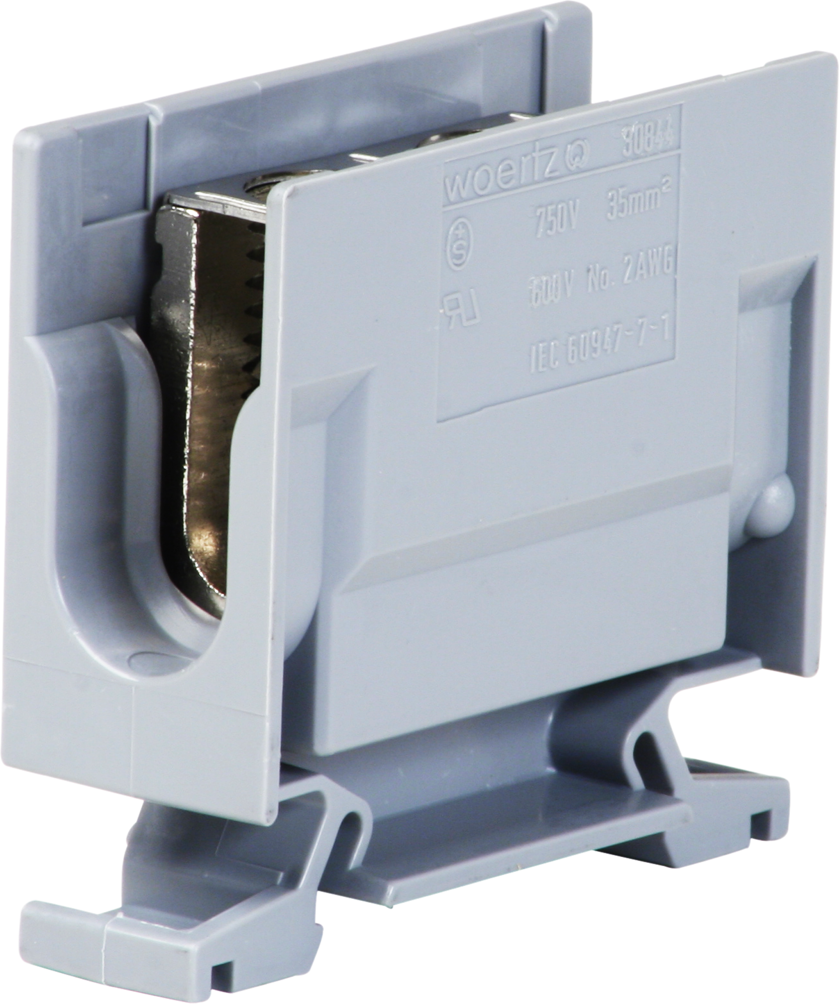 Morsetto di derivazione Woertz 16…35mm² 125A 750V vite 2×1 guida DIN 35mm gr