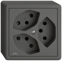 AP-Steckdose EDIZIO.liv SNAPFIX® 3×T13 1×S mit Shutter dgu