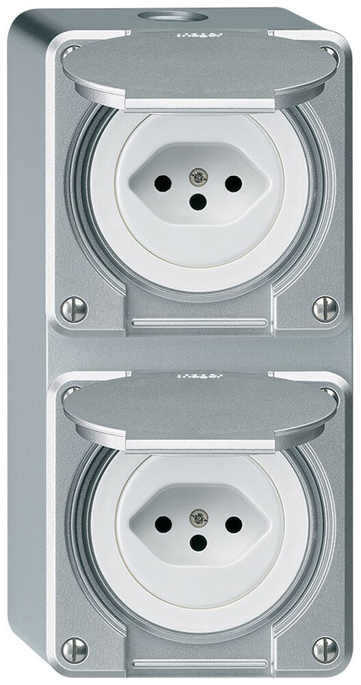 AP-Kombination Hager robusto I-I vertikal Typ 13+Typ 13, aluminium