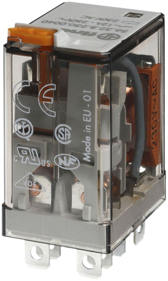 Relais de puissance Finder 56 2C 12A/230VAC AgNi bouton test/indicateur