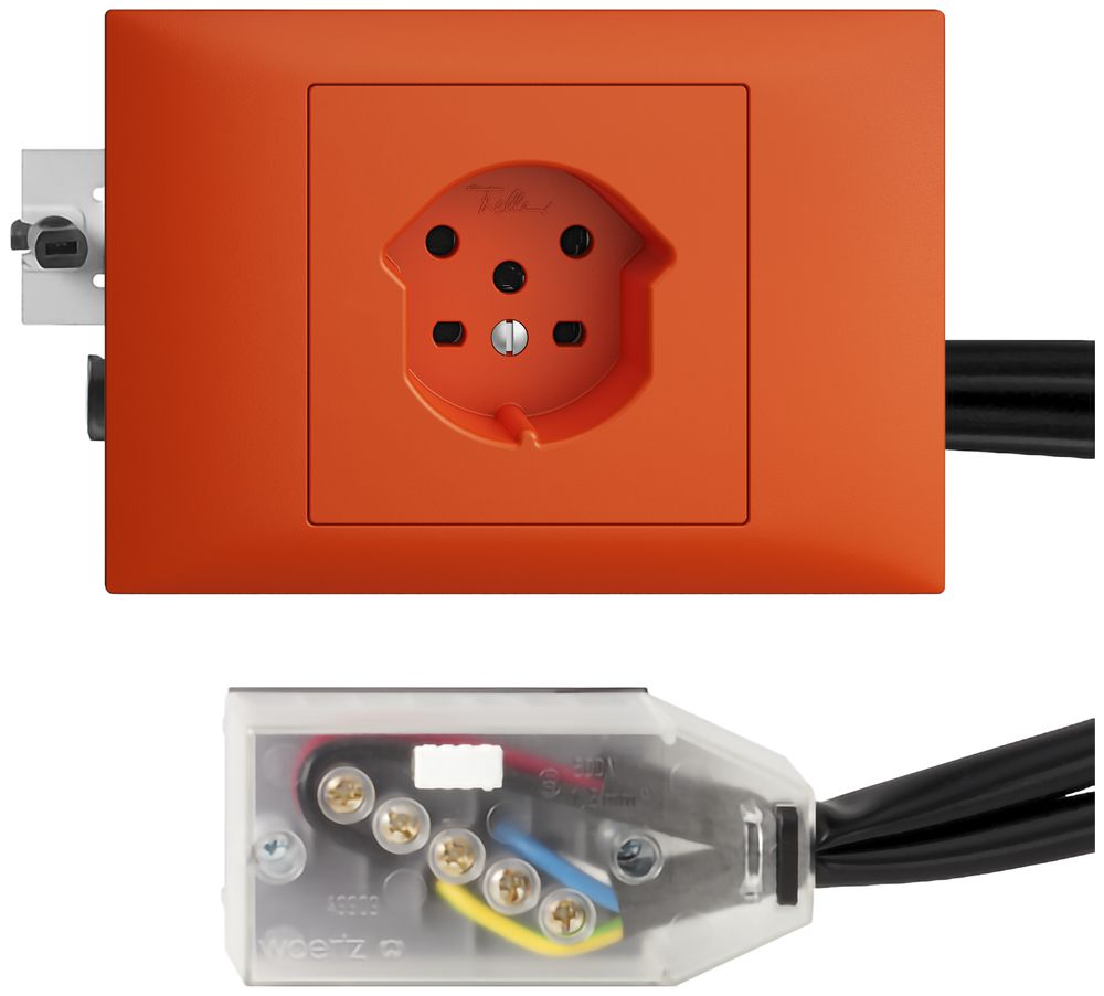 Prise INC EDIZIOdue T15 orange 49…69mm pour câble plat Technofil