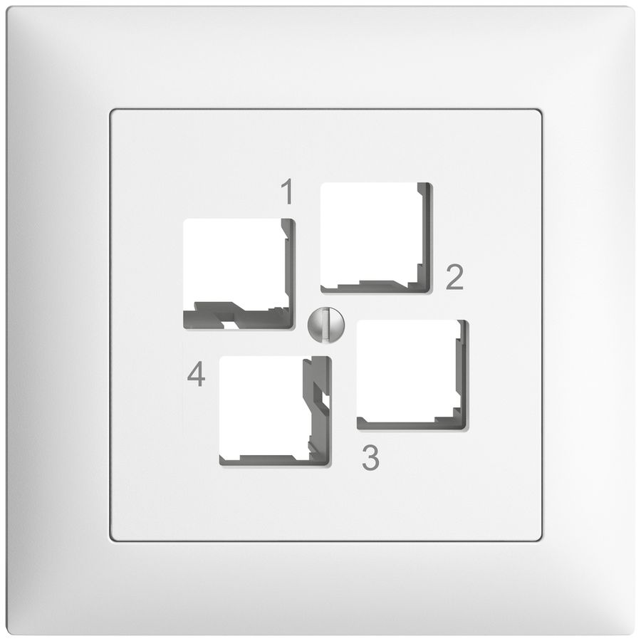 Kit di montaggio INC Edue FMI EASYNET S-One, per 4×RJ45, uscita dritta, bianco