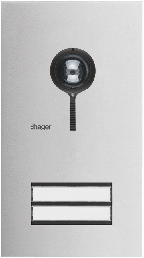 Poste vidéo externe Hager elcom.one 2-fils pour 2appartements acier fin