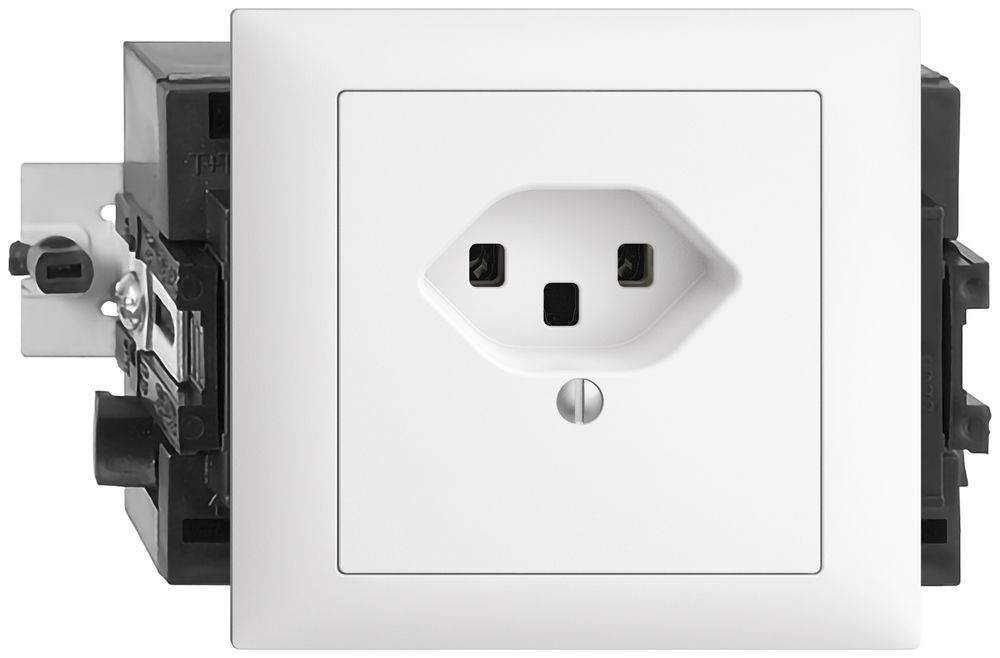 EB-Steckdose EDIZIOdue T23 16A weiss 53mm, Schraubklemmen