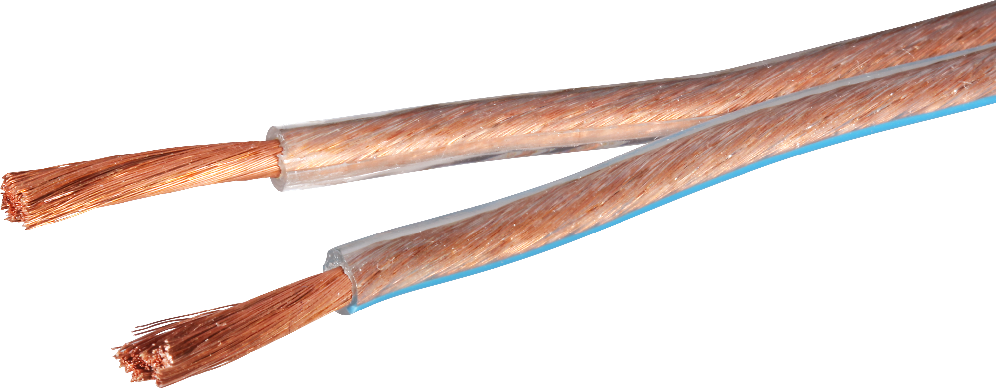 Câble plat pour haut-parleur 2×2.5mm² transparent-bleu Bobine à 100m