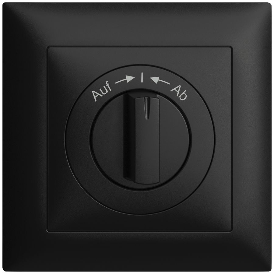 Frontset EDIZIOdue Auf->I<-Ab schwarz 88×88mm für Schwenktaster