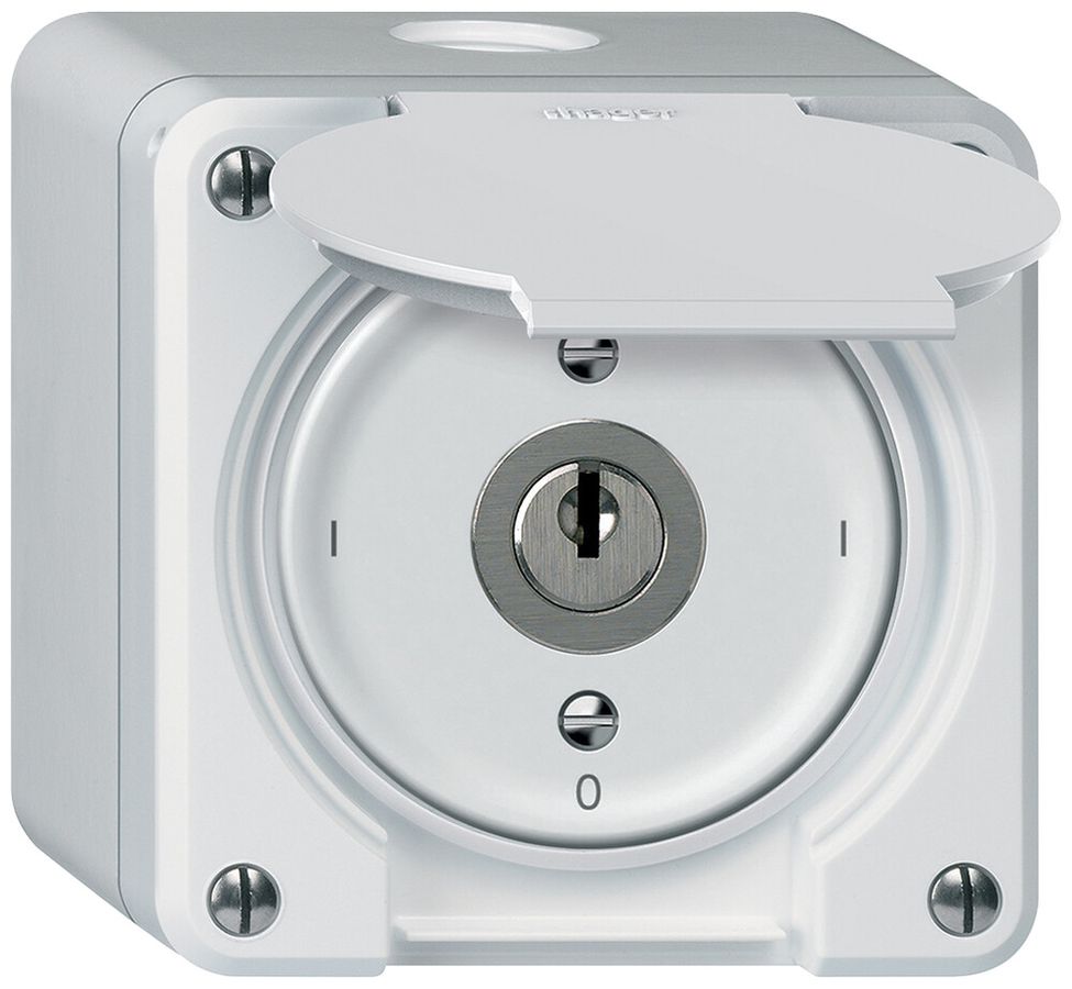 AP-Schlüsselschalter robusto Ausschalter 3×1-polig 16A 250V 86×86mm weiss