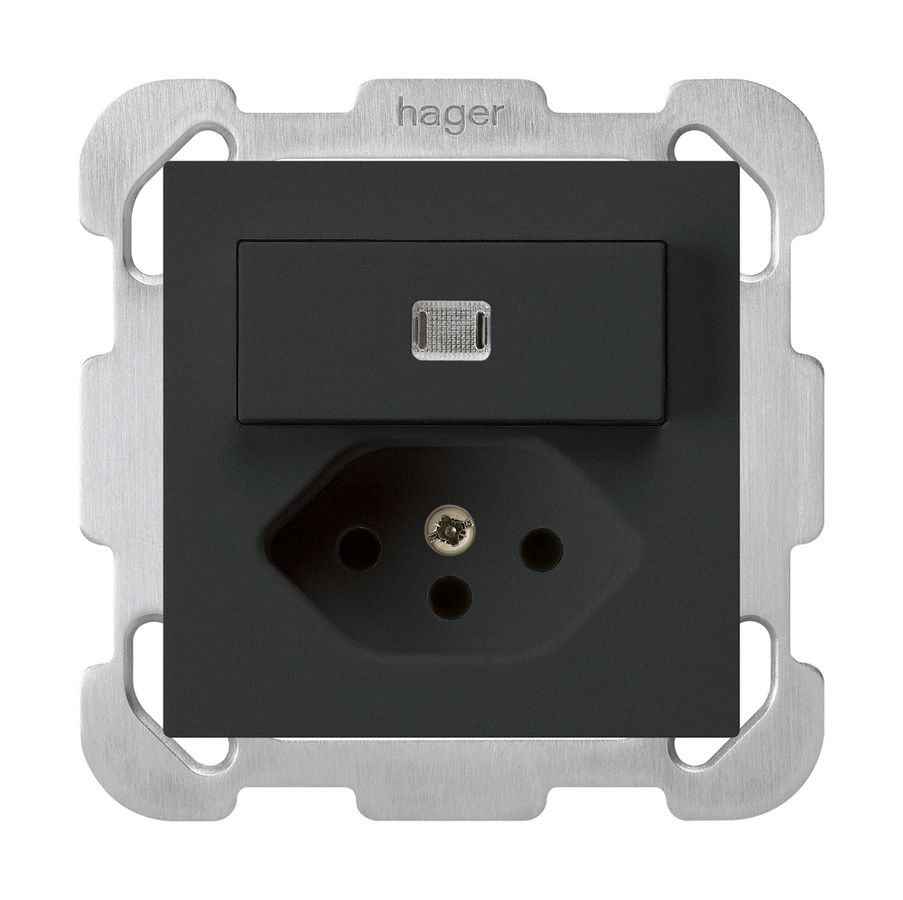 UP-Leuchtkombination 3/1P+T13 schwarz kallysto mit Befestigungsplatte