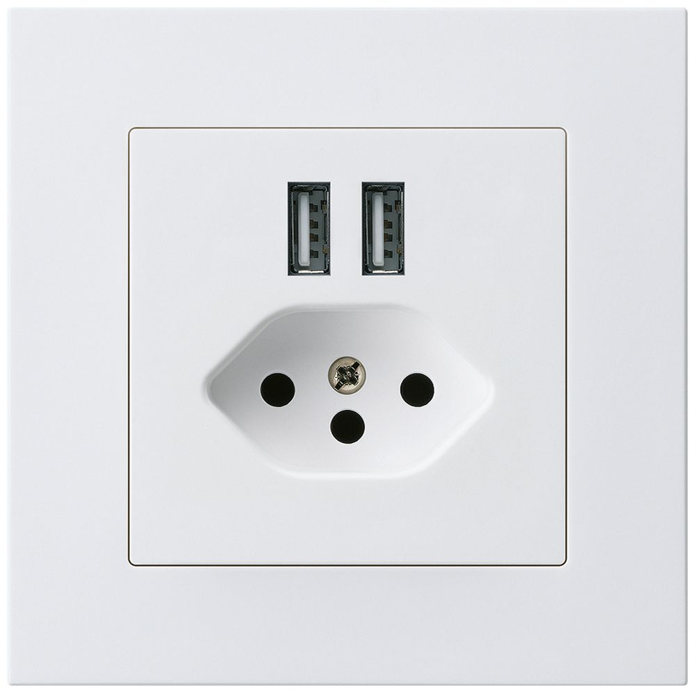 Prise ENC 2×USB & T13 kallysto.pro 2400mA blanc