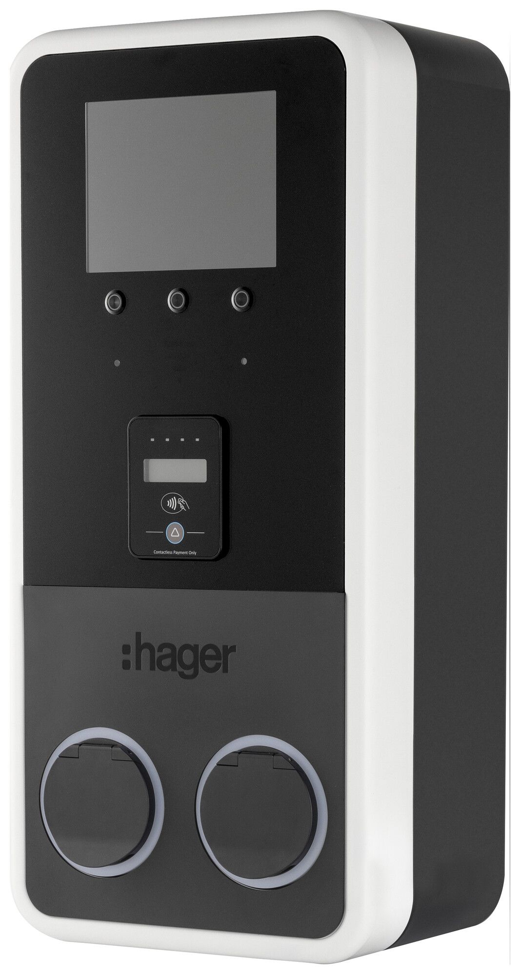 Ladestation Hager witty park 2 3Ph 22kW 2×22kW IP55 342×680×220mm