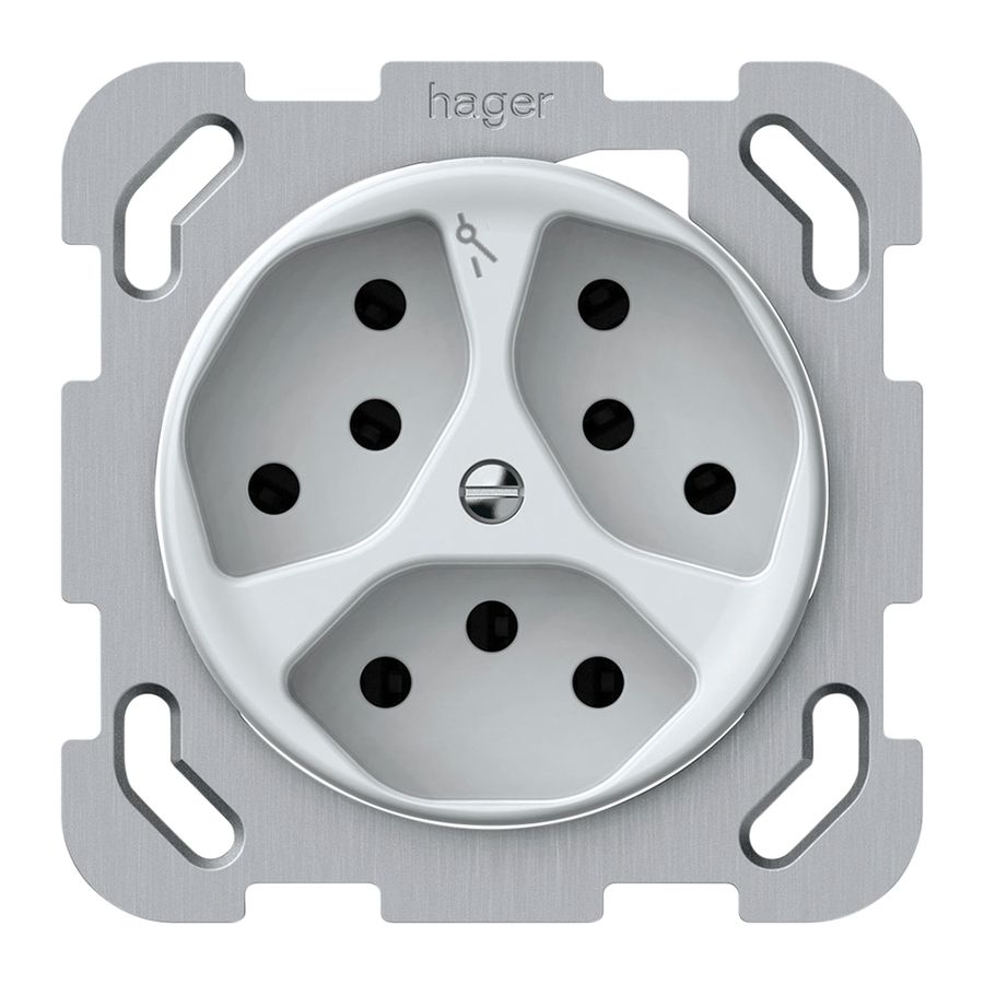 UP-Steckdose origin 3×Typ 13 1×S 10A 230V 77×77mm weiss