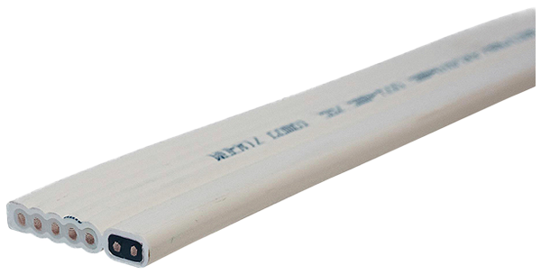 Flachkabel Woertz Combi 5×2.5+2×1.5mm² halogenfrei weiss Cca