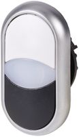 Doppeldrucktaste ETN RMQ flach weiss/schwarz, Ring verchromt