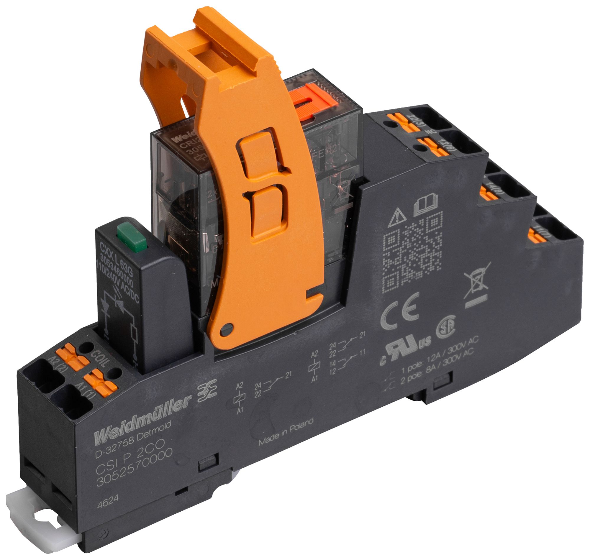 Relais WM CRIKIT P 230VAC 1CO L/PB 1CO 16A AgNi LED Steckanschluss RT II