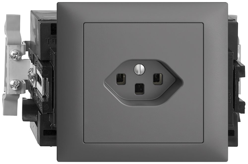 EB-Steckdose EDIZIOdue T23 16A 53mm Snap dunkelgrau mit Steckkl