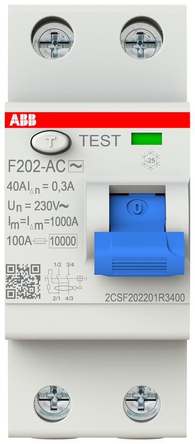 Fehlerstromschutzschalter ABB 300mA 40A 1P+N F202AS-40/0.3