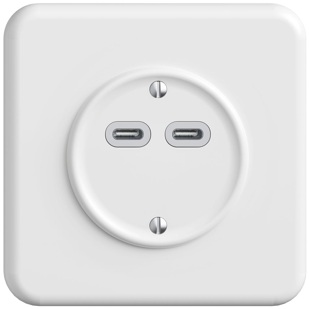 Prise ENC USB 18W 2×type C Feller STANDARDdue QMI 230V 3600mA blanc