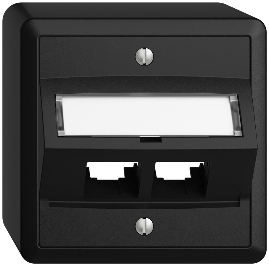 AP-Montageset S-One EDIZIOdue FX für 2×RJ45 schräg, schwarz