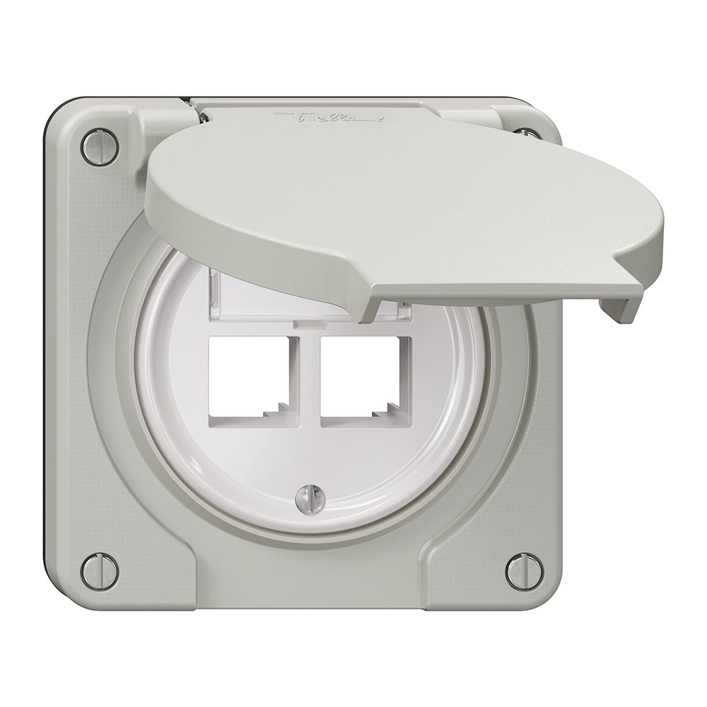 Kit de montage Feller S-One EASYNET N.CO pour 2×RJ45 profondeur 28 mm gris clair