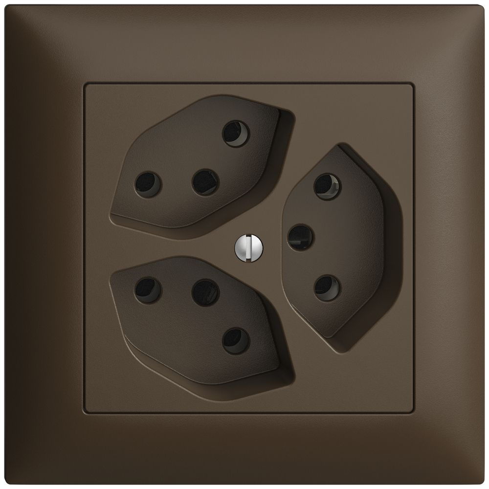 UP-Steckdose EDIZIOdue 3×T13 3×S coffee