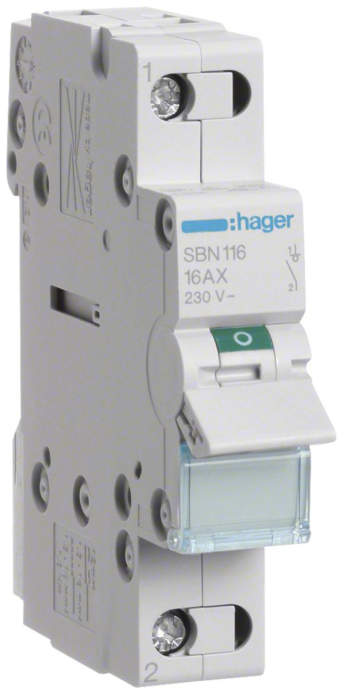 REG-Ausschalter Hager 16A 230V 1 Schliesser 0 Öffner 0 Wechsler 1TE