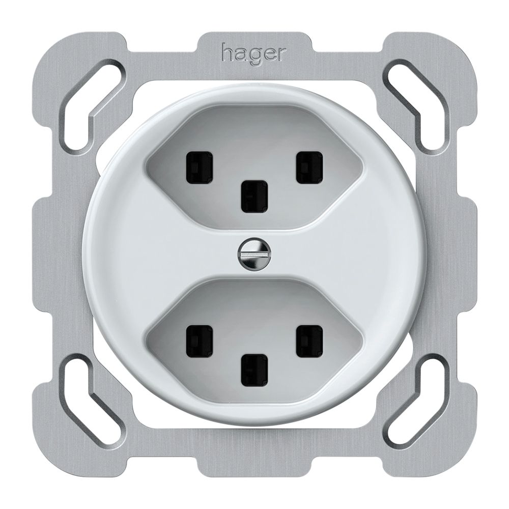 Presa INC origin 2×tipo 23 16A 230V 77×77mm bianco