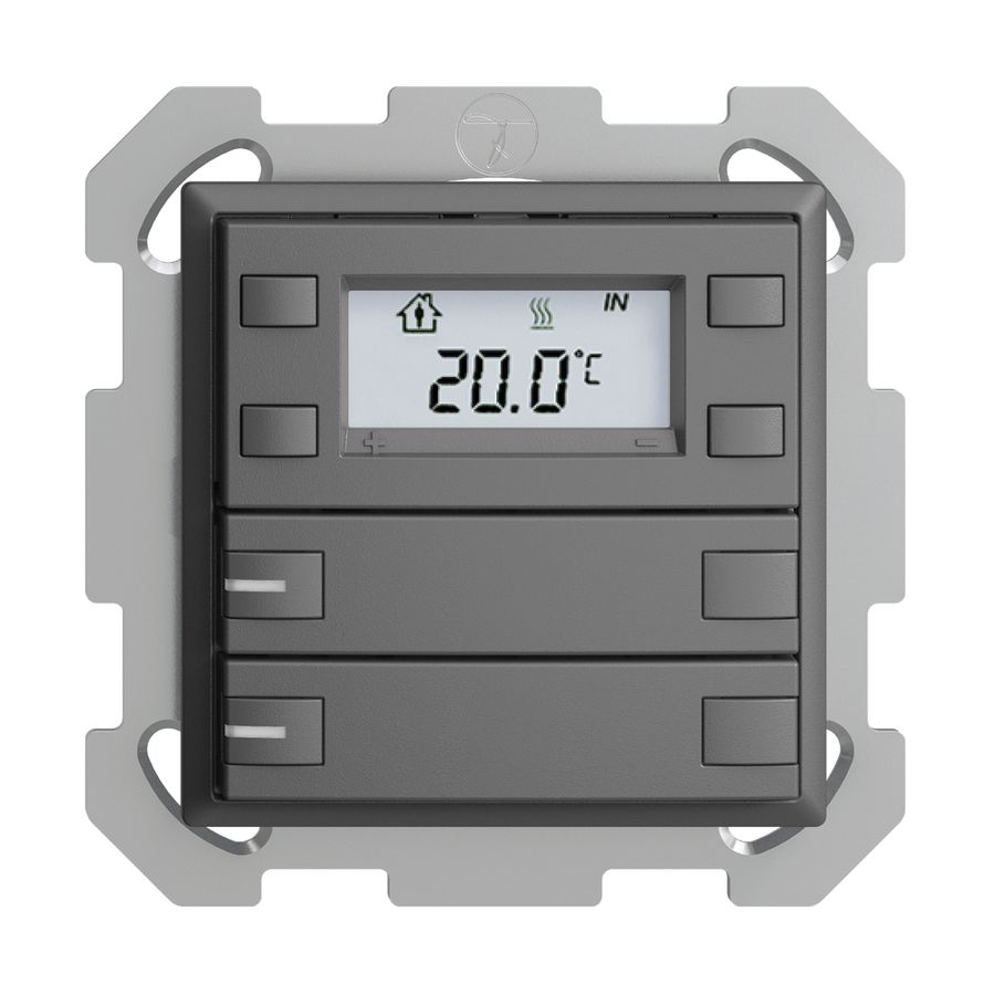 UP-RTH-Taster KNX 2-fach EDIZIOdue FM dunkelgrau, mit LED RGB