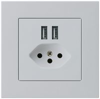 UP-Steckdose 2×USB & T13 kallysto.pro 2400mA hellgrau