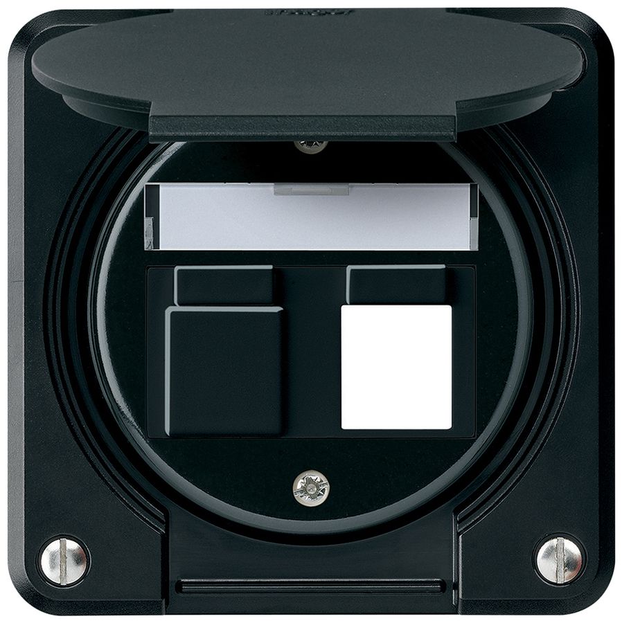 Kit di montaggio INC robusto IP55 piatto nero per 2×Keystone