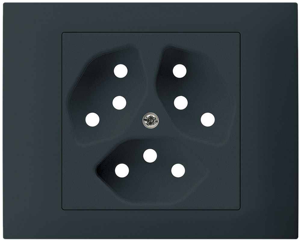 EB-Frontset kallysto f.Einbausteckdose G3 3×T13 Abdeckrahmen schraubbar schwarz