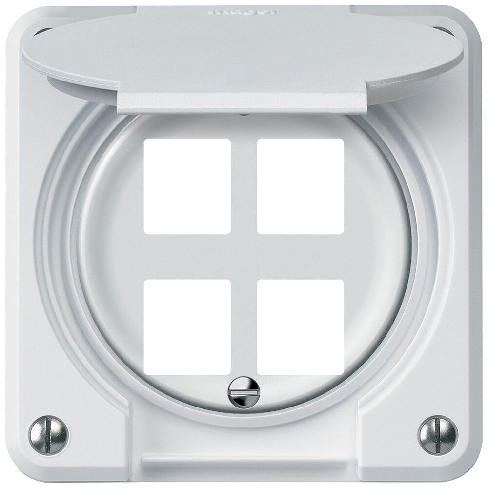 Montageset robusto gerade für 4 Buchsen 86×86mm weiss