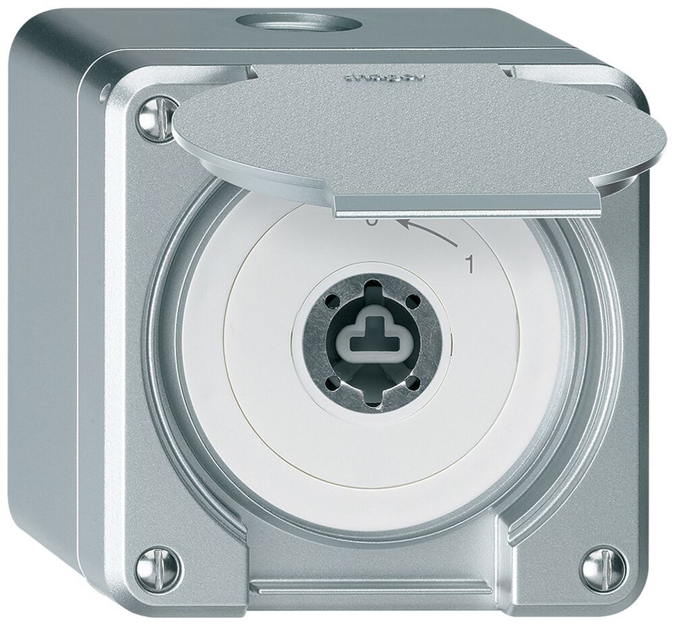 AP-Schlüsselschwenktaster robusto IP55 aluminium mit Deckel ohne Zylinder 2P