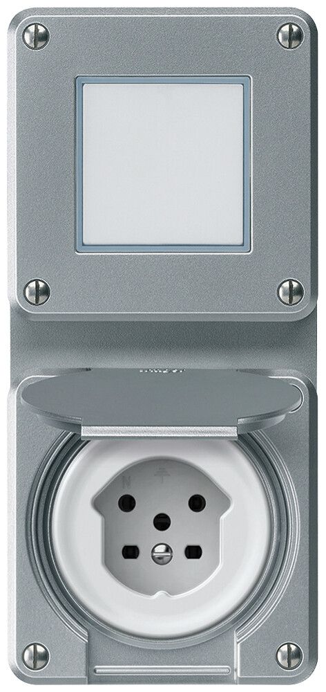 UP-Kombination robusto Wechselschalter Steckdose T15 86×146mm Aluminium