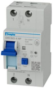 Disjoncteur différentiel DOEPKE DRCBO 4 HP 2P 230V C 25A 0.03A B+ 2.5UM 6kA