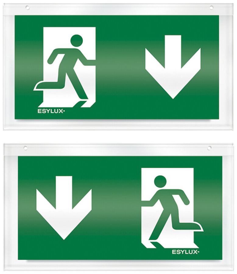 Pannello con pittogramma ESYLUX per SLX bifacciale, freccia verso basso/basso