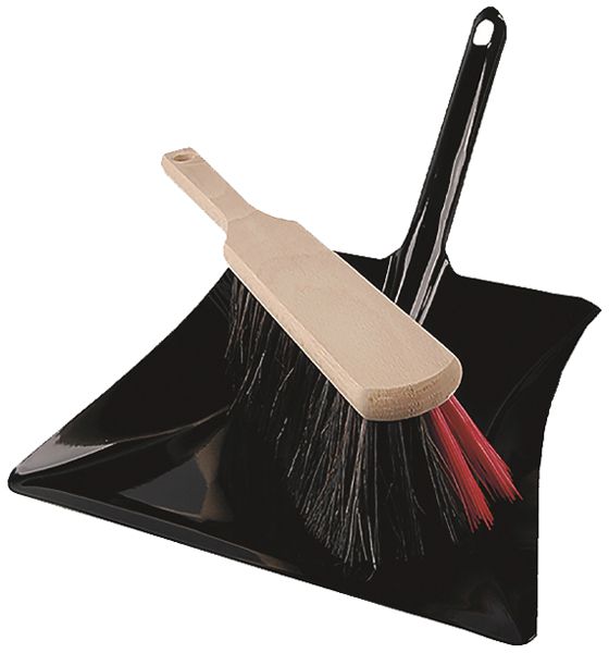 Kehrgarnitur Plica Metall/Holz, Rosshaarmischung und Polyester schwarz/rot