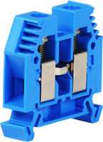 Durchgangs-Reihenklemme Woertz 6…16mm² 76A 1000V Schraubanschluss 2×1 TH35 blau