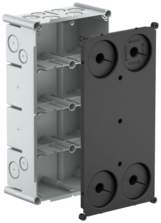 UP-Einlasskasten AGRO 4×2 650°C mit Schutzdeckel, M20/25, grau