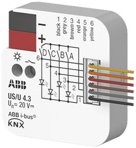 Module entrée/sortie KNX INC ABB US/U4.3 4-canaux 20VDC 40×39×12mm