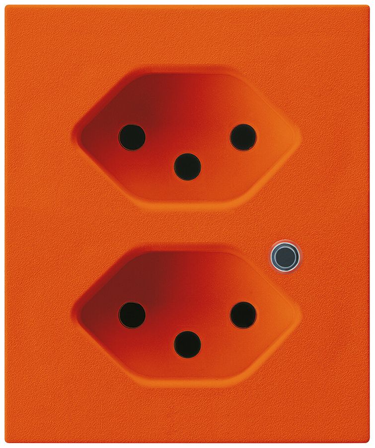 FLF-Steckdose Hager 2×Typ 13 beleuchtet D orange