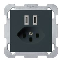 Prise de charge USB ENC Hager kallysto C-C 20W+T23 5V 77×77mm noir