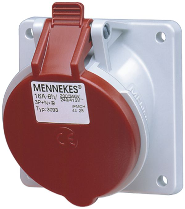 EB-Steckdose CEE rot 16A 5P 6h 400V schräg TwinContact IP44