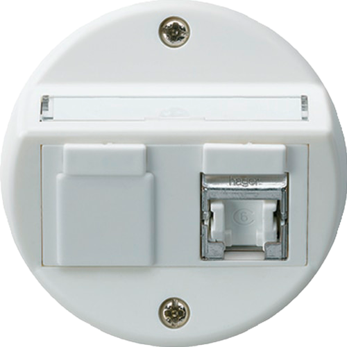 UP-Einsatz basico A Kat.6 1×RJ45/s Schrägauslass weiss