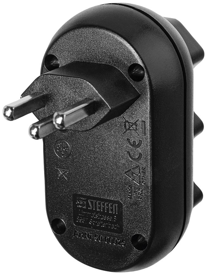 Mehrfachstecker Steffen STRONG 3×T23 16A 250V IP20 schwarz