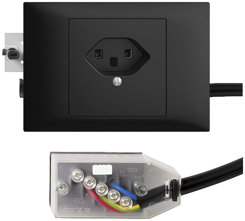 Prise INC EDIZIOdue T23 L2 noir 45…69mm pour câble plat Technofil