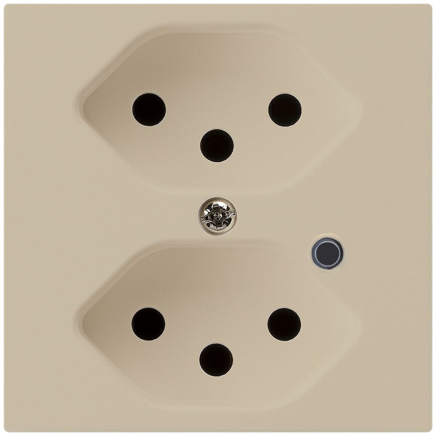 Steckdose Hager kallysto 2×T13 beleuchtet A beige