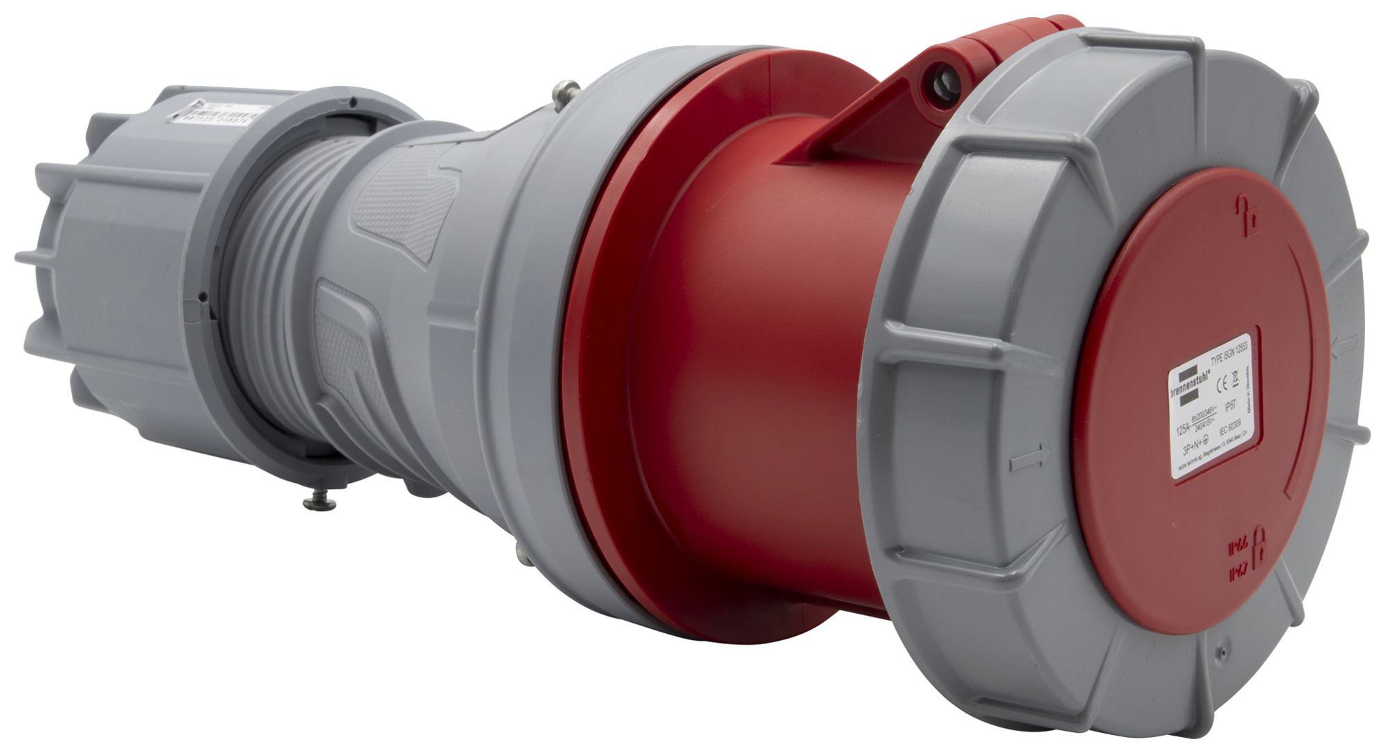Presa mobile Brennenstuhl CEE 125A 3L+N+PE 400V 6h rosso Ø123×306mm IP67