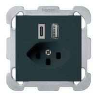 Presa di carica USB INC kallysto 18W PD 1×tipo A 1×tipo C T23 c.placca fiss. ne